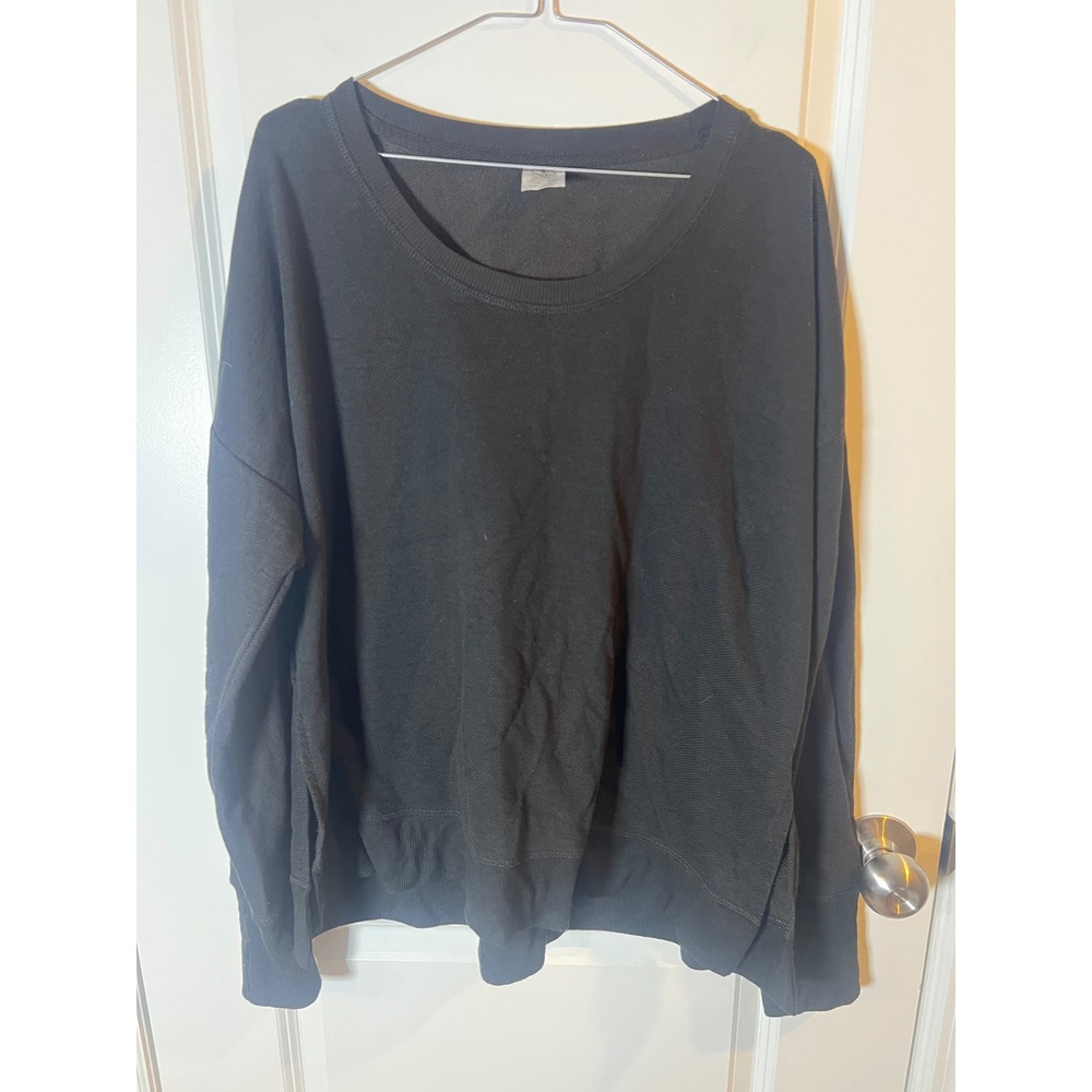 Athletic Works Womens Sweatshirt French Terry Side Slit Black XXL 20